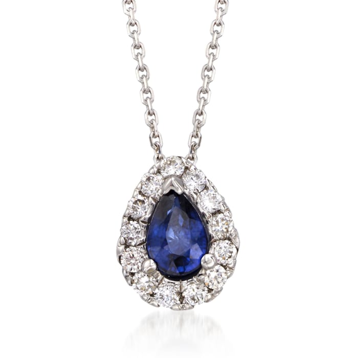 .80 Carat Sapphire and .40 ct. t.w. Diamond Necklace in 14kt White Gold