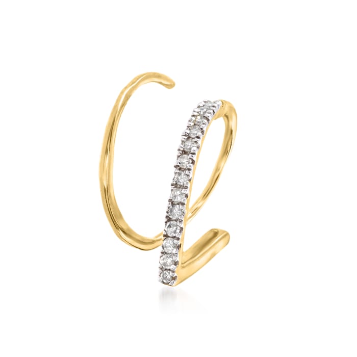 Diamond-Accented Single Cuff Earring in 14kt Yellow Gold