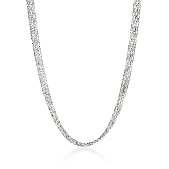Italian 18kt White Gold Six-Strand Rope Chain Necklace | Ross-Simons