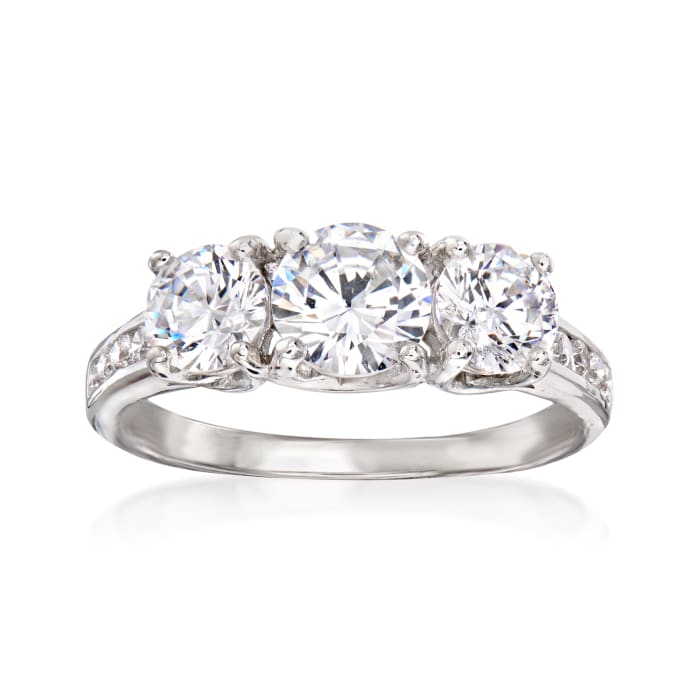 1.92 ct. t.w. CZ Three-Stone Ring in Sterling Silver