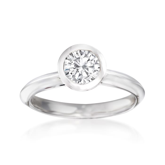 1.00 Carat Bezel-Set Diamond Ring in 14kt White Gold