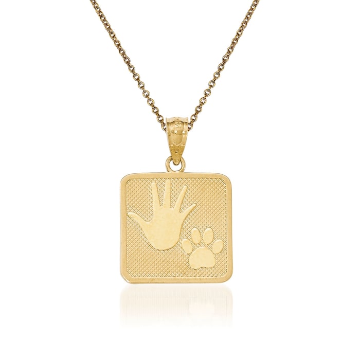 14kt Yellow Gold Pup and Me Square Pendant Necklace