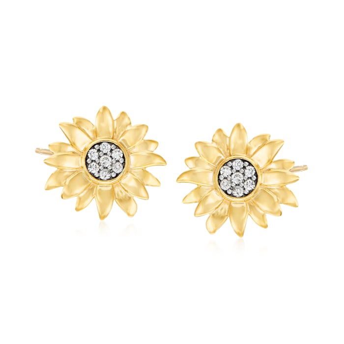 .20 ct. t.w. Diamond Sunflower Earrings in 18kt Gold Over Sterling