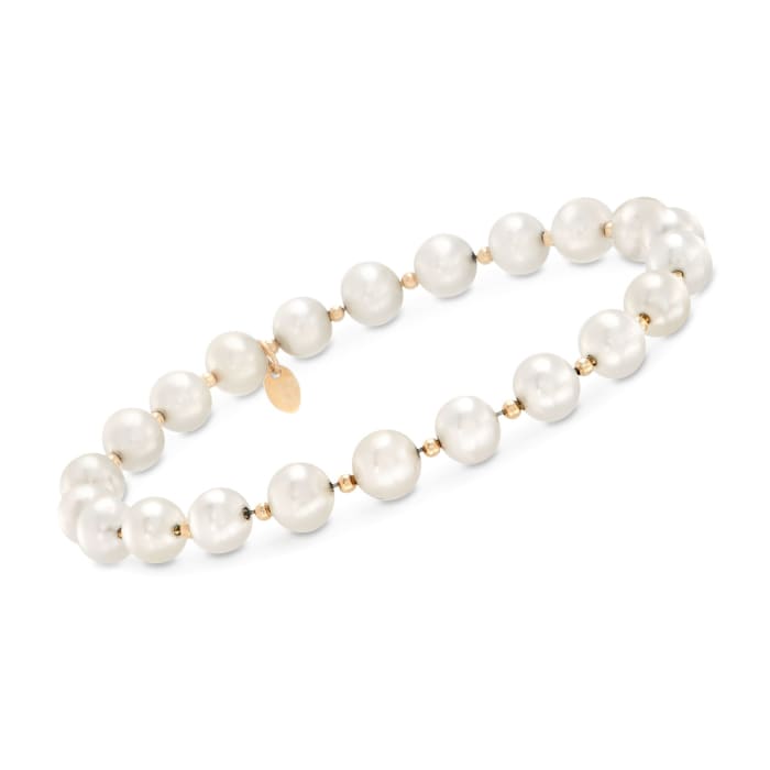 6.5-7mm Cultured Pearl Stretch Bracelet with 14kt Yellow Gold 
