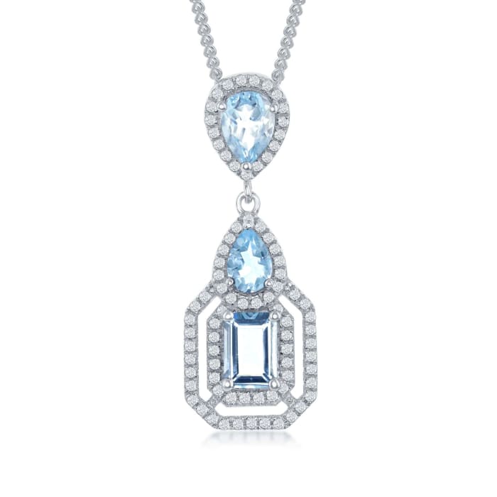 3.00 ct. t.w. Sky Blue and White Topaz Pendant Necklace in Sterling Silver
