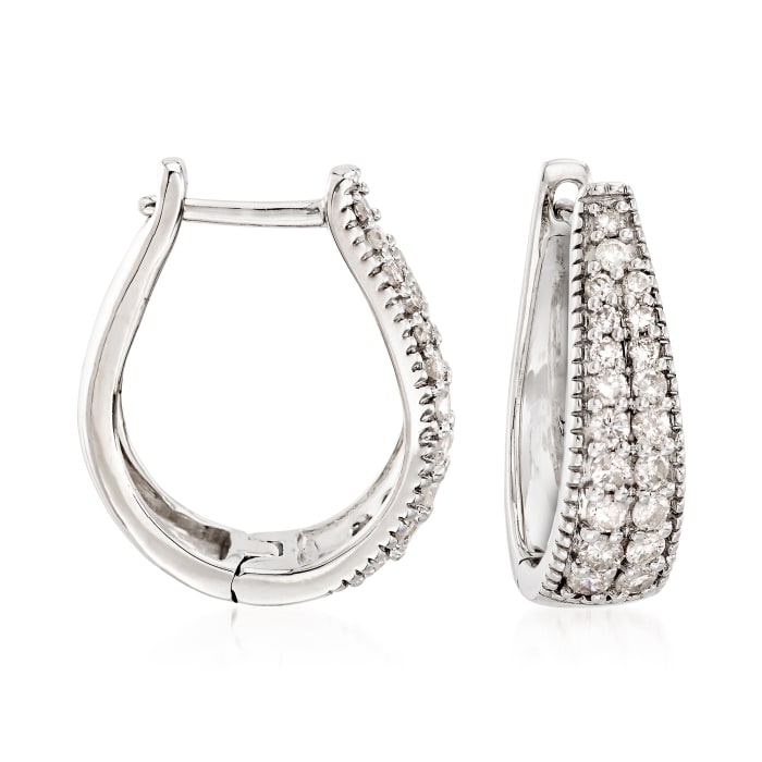 .50 ct. t.w. Diamond Double-Row Hoops in 14kt White Gold