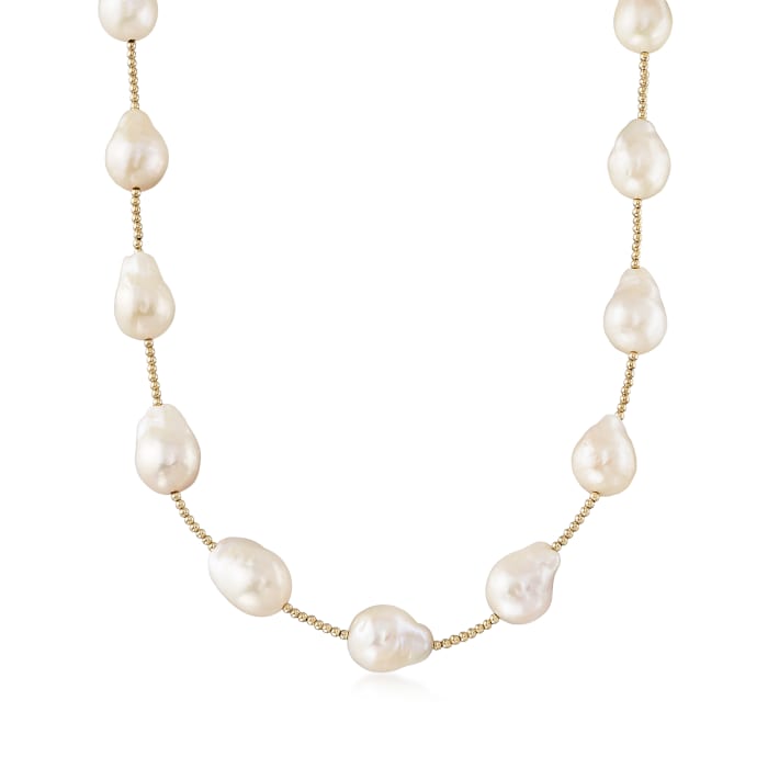 11-14mm Cultured Baroque Pearl Necklace in 14kt Yellow Gold 