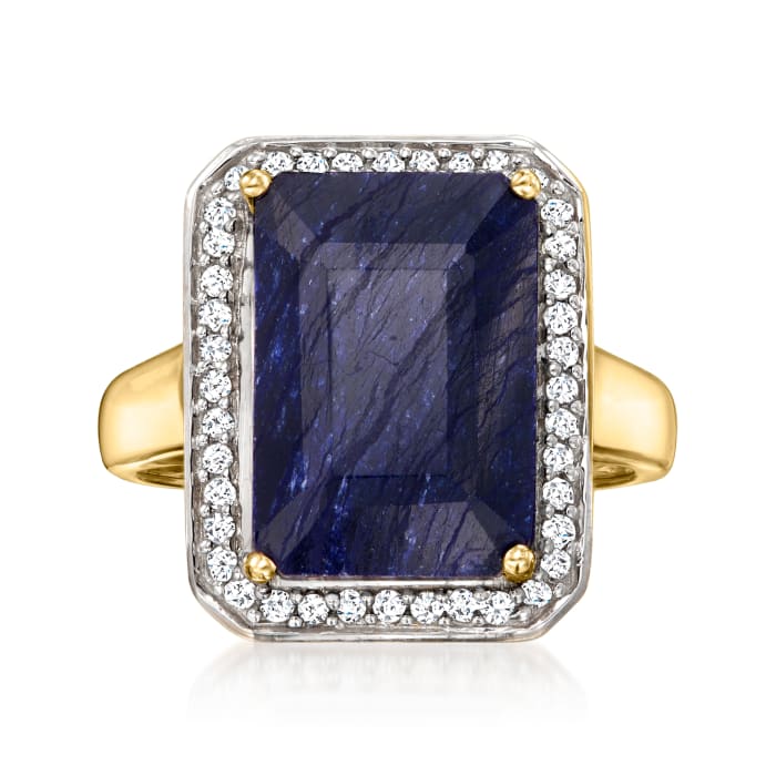 7.00 Carat Sapphire and .20 ct. t.w. Diamond Ring in 14kt Yellow Gold