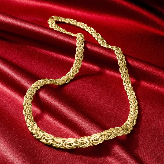 14kt Yellow Gold Graduated Byzantine Necklace | Ross-Simons