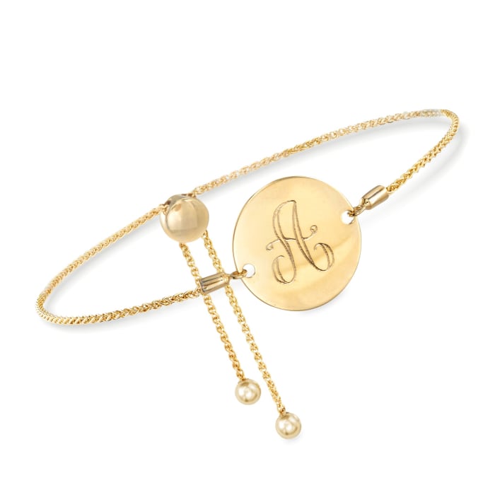 14kt Yellow Gold Personalized Disc Bolo Bracelet