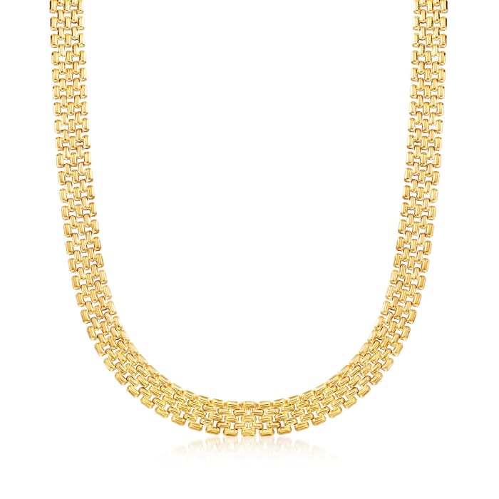 Italian 12mm 18kt Yellow Gold Over Sterling Silver Panther-Link Necklace
