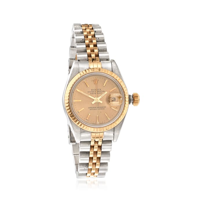 C. 1990 Vintage Rolex Datejust Women's 26mm Automatic Stainless and 18kt Gold Watch With Sapphires