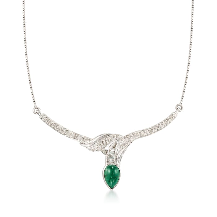 3.60 Carat Emerald and 1.55 ct. t.w. Diamond Necklace in 18kt White Gold