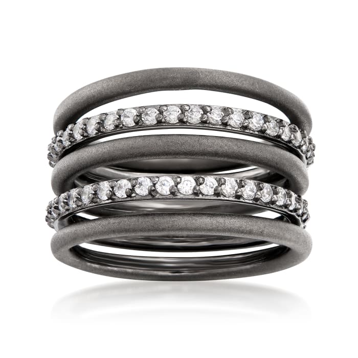 Sterling Silver Jewelry Set: Five Stackable Rings with 1.10 ct. t.w. CZs