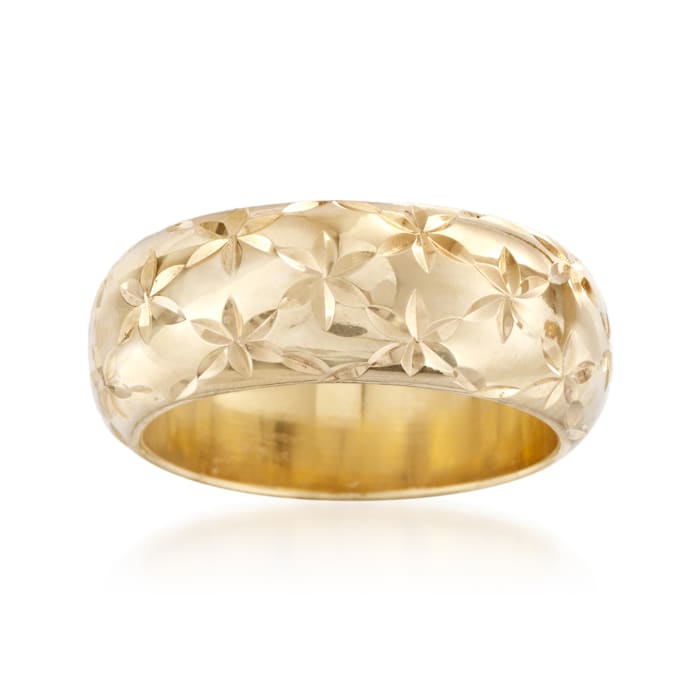 Andiamo 14kt Yellow Gold Over Resin Diamond-Cut and Polished Dome Ring