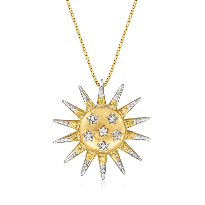 .10 ct. t.w. Diamond Sun Necklace in 18kt Gold Over Sterling