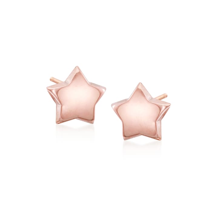 14kt Rose Gold Puffed Star Stud Earrings