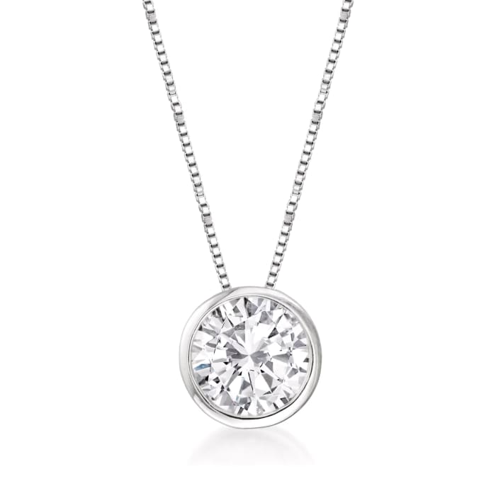 1.20 Carat Bezel-Set Diamond Solitaire Necklace in 14kt White Gold
