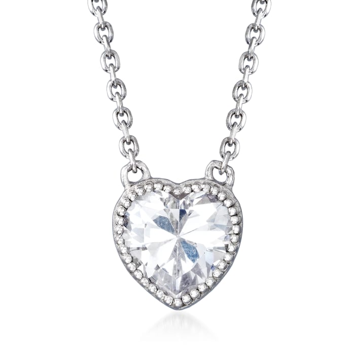 2.00 Carat CZ Heart Necklace in Sterling Silver