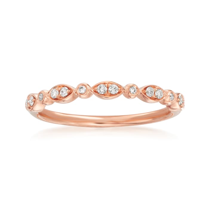 Henri Daussi .11 ct. t.w. Diamond Wedding Ring in 14kt Rose Gold