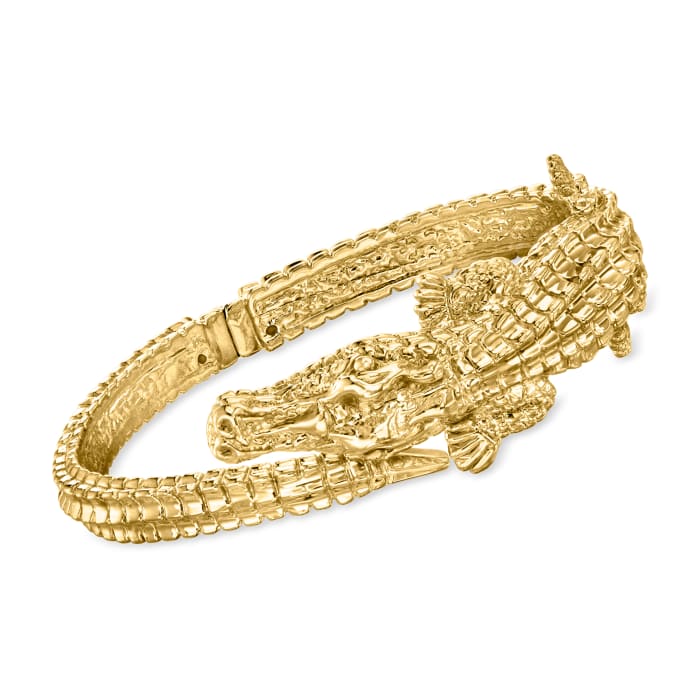 Italian 18kt Yellow Gold Alligator Bangle Bracelet