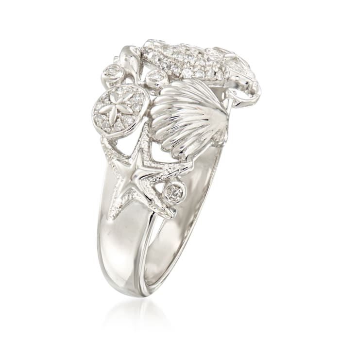 .10 ct. t.w. Diamond Sea Life Ring in Sterling Silver | Ross-Simons