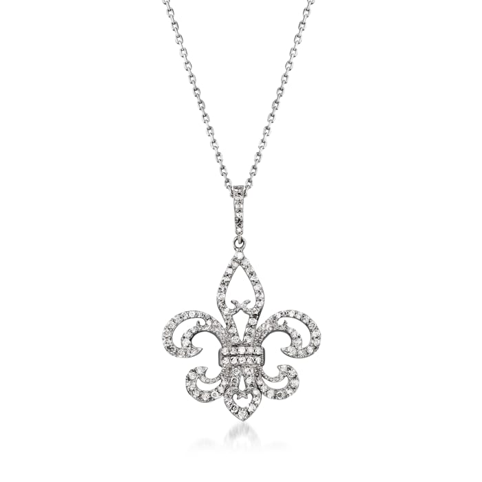 .50 ct. t.w. Diamond Fleur-De-Lis Pendant Necklace in Sterling Silver