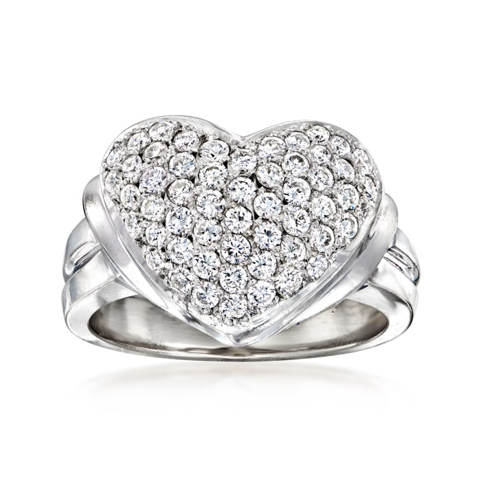 C. 1980 Vintage 1.35 ct. t.w. Diamond Heart Ring in 14kt White Gold