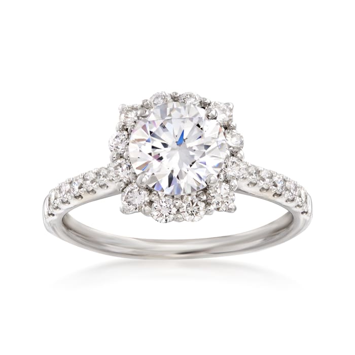.59 ct. t.w. Diamond Halo Engagement Ring Setting in 14kt White Gold
