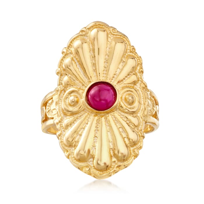 Italian .50 Carat Ruby Ring in 18kt Gold Over Sterling