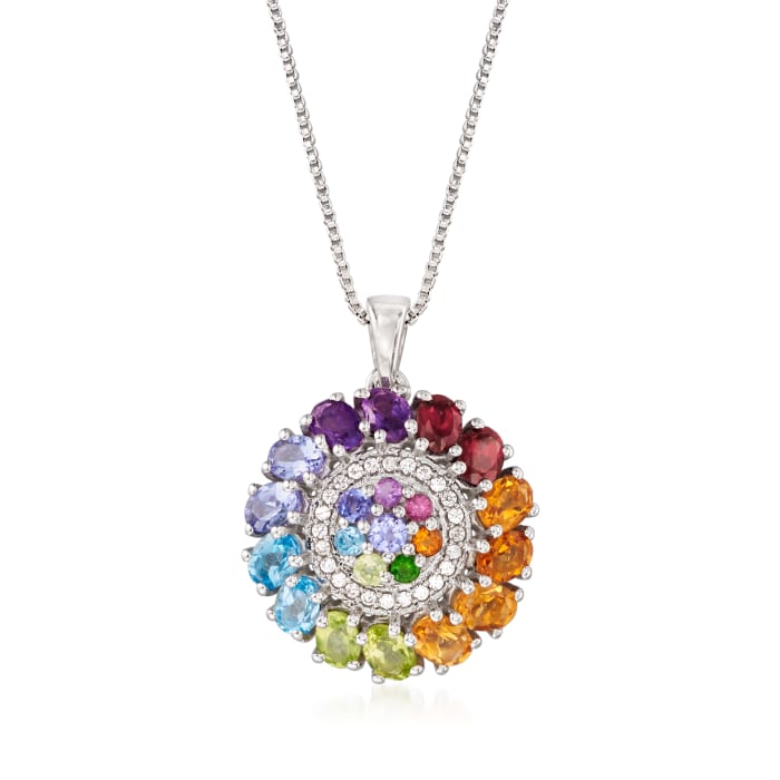 1.73 ct. t.w. Multi-Stone Pendant Necklace in Sterling Silver