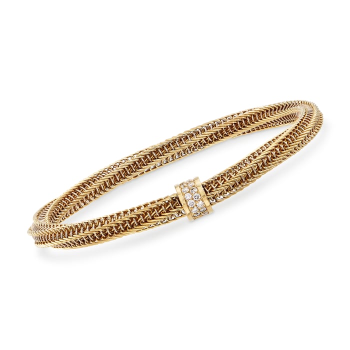 Roberto Coin &quot;Primavera&quot; .19 ct. t.w. Diamond Twisted Bracelet in 18kt Yellow Gold
