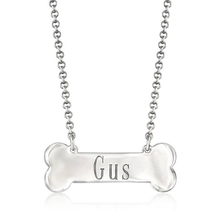 Personalized Dog Bone Necklace in Sterling Silver
