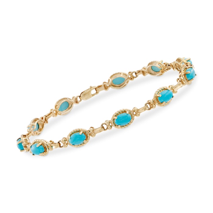 Oval Turquoise Bracelet in 14kt Yellow Gold