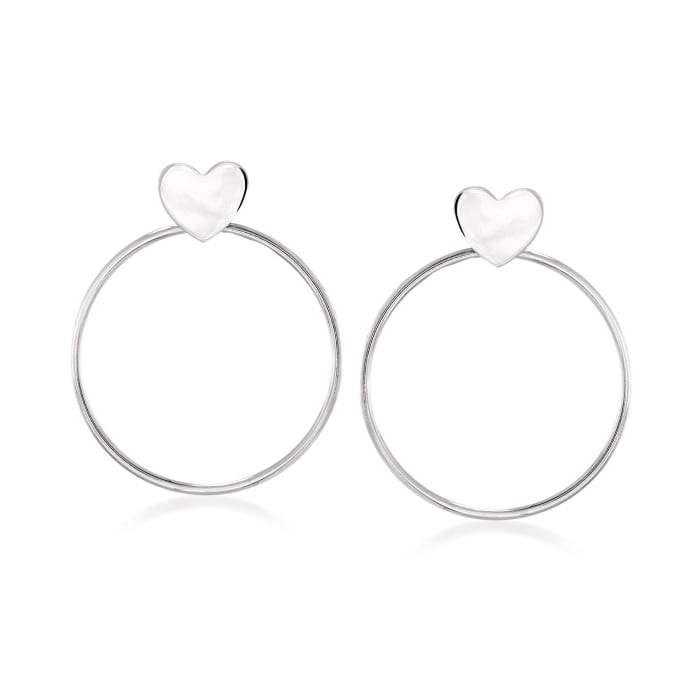 Italian Sterling Silver Jewelry Set: Heart Earrings and Circle Earring Jackets