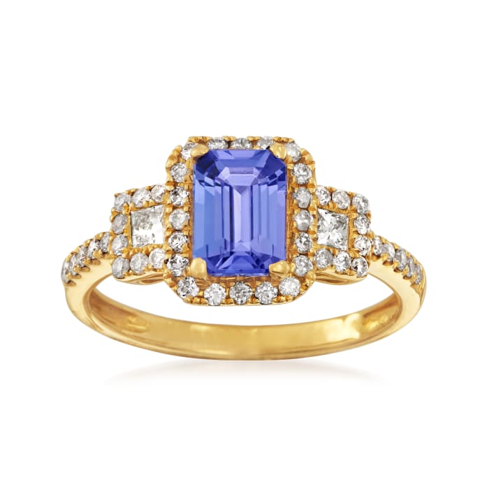 1.00 Carat Tanzanite and .52 ct. t.w. Diamond Ring in 14kt Yellow Gold
