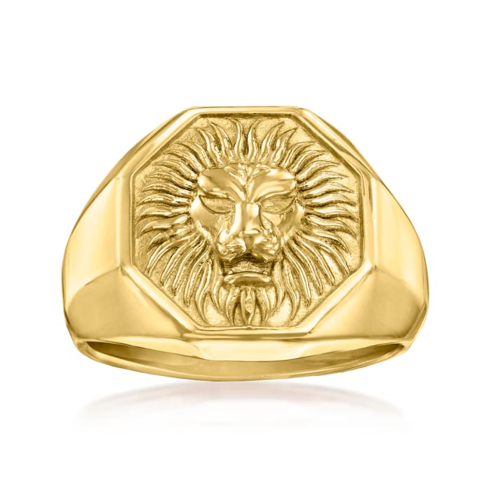 18kt Gold Over Sterling Lion Head Signet Ring | Ross-Simons