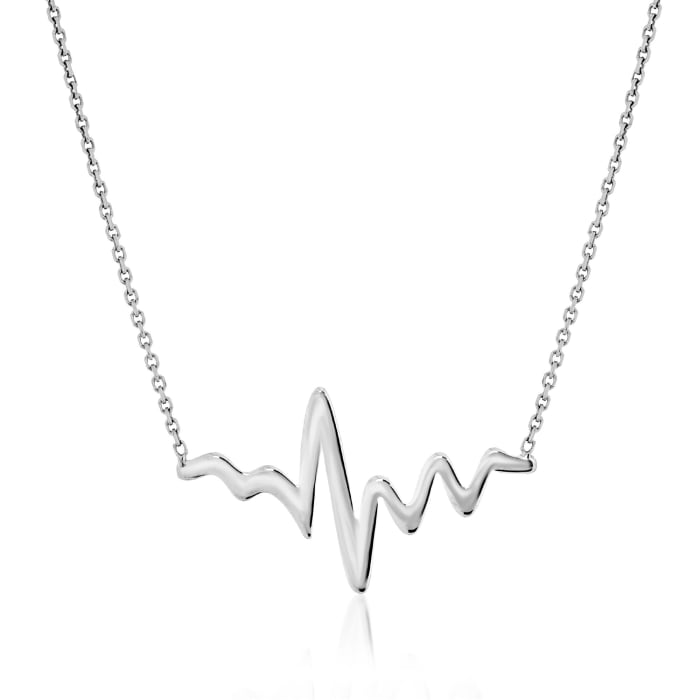 14kt White Gold Heartbeat Necklace