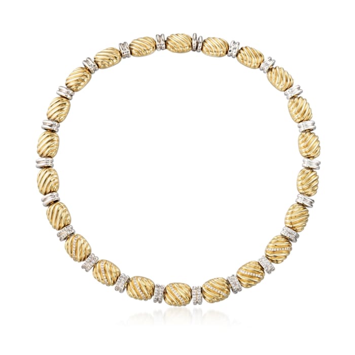 C. 2000 Vintage Faraone Mannella 1.90 ct. t.w. Diamond Bead Necklace in 18kt Yellow Gold