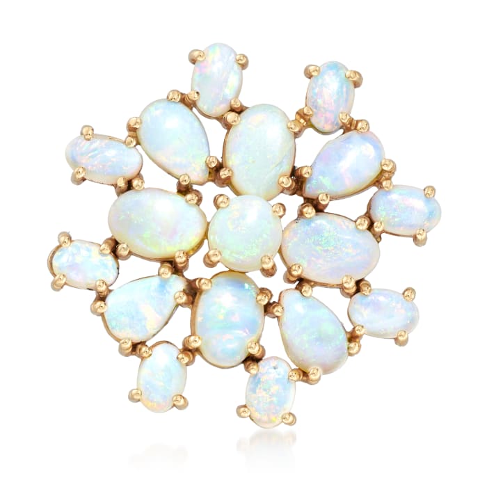 C. 1980 Vintage Opal Cluster Pin in 14kt Yellow Gold