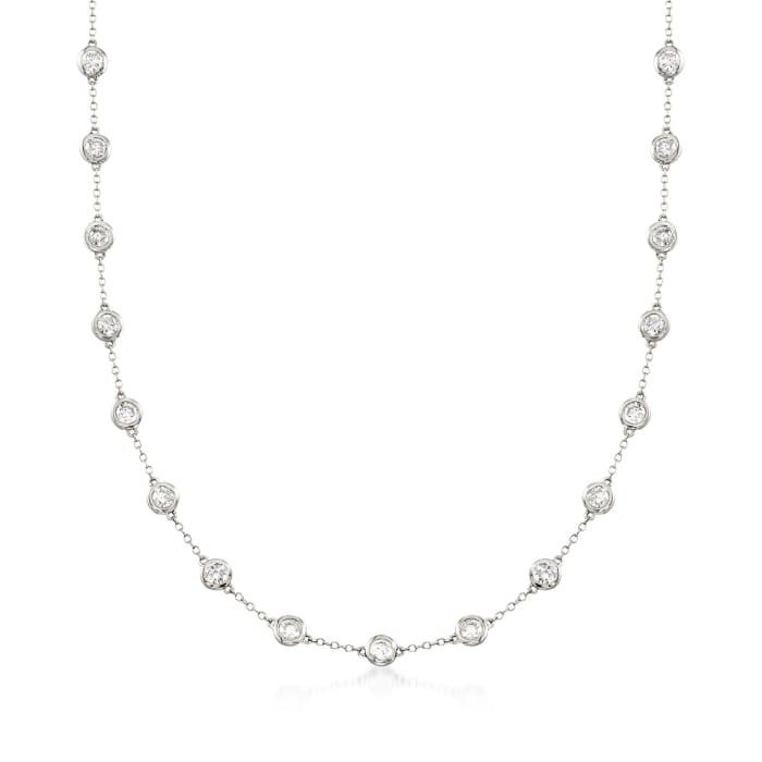 5.00 ct. t.w. Bezel-Set Diamond Station Necklace in 14kt White Gold