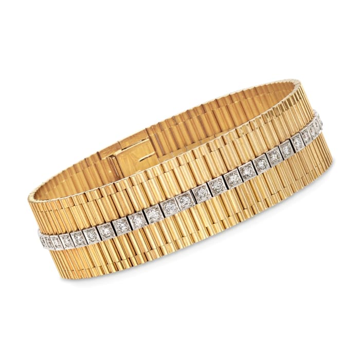 C. 1960 Vintage 2.35 ct. t.w. Diamond Row Bracelet in 14kt Yellow Gold