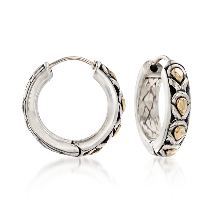 Phillip Gavriel &quot;Dragonfly&quot; Sterling Silver and 18kt Yellow Gold Huggie Hoop Earrings