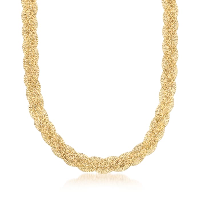 Italian 14kt Yellow Gold Braided Curb-Chain Necklace
