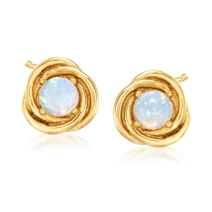 Opal Love Knot Stud Earrings in 18kt Gold Over Sterling