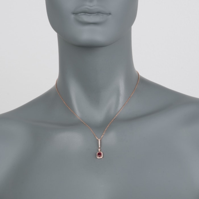 .60 Carat Ruby and .33 ct. t.w. Diamond Pendant Necklace in 14kt Rose Gold 16-inch
