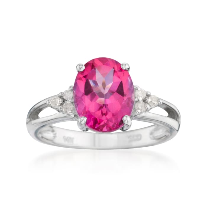 2.50 Carat Pink Topaz Ring with Diamond Accents in 14kt White Gold