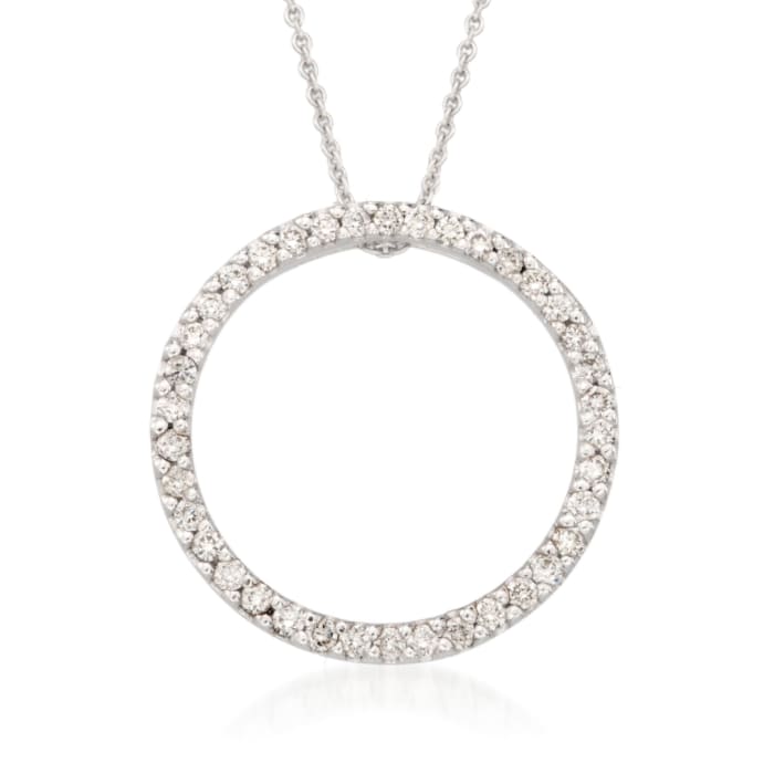 Roberto Coin .42 ct. t.w. Diamond Open Circle Necklace in 18kt White Gold
