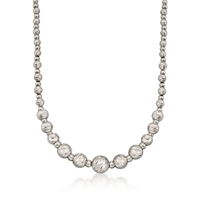 Italian Sterling Silver Diamond-Cut Bead Necklace