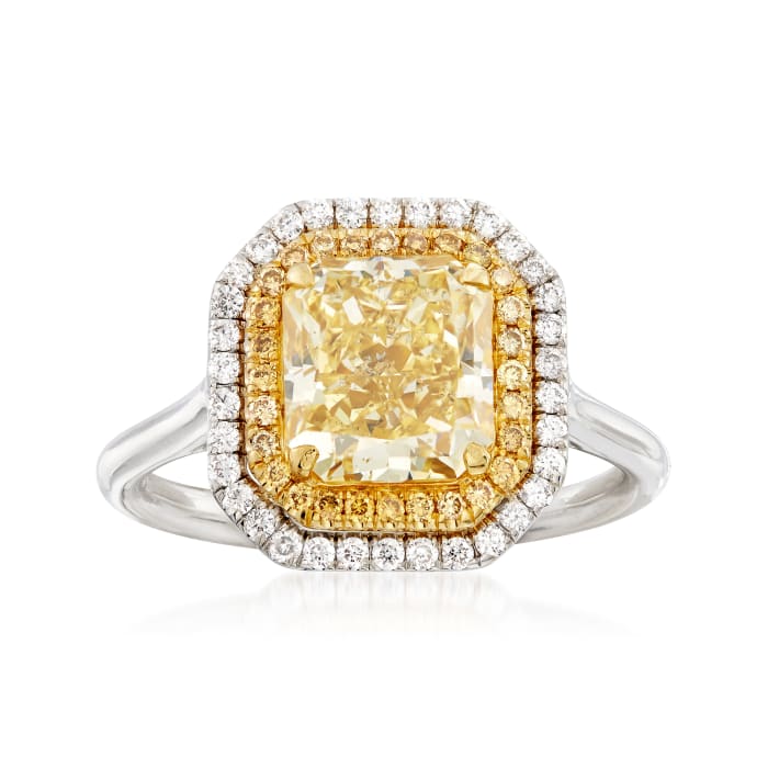 Majestic Collection 3.20 ct. t.w. Yellow and White Diamond Ring in 18kt Two-Tone Gold